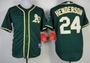 Wholesale Cheap Athletics #24 Rickey Henderson Green Cool Base Stitched MLB Jersey
