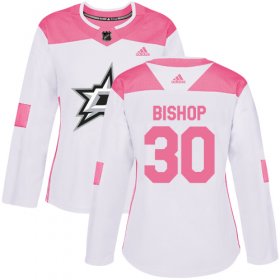 Wholesale Cheap Adidas Stars #30 Ben Bishop White/Pink Authentic Fashion Women\'s Stitched NHL Jersey