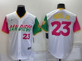 Wholesale Cheap Men\'s San Diego Padres #23 Fernando Tatis Jr White Number 2022 City Connect Cool Base Stitched Jersey