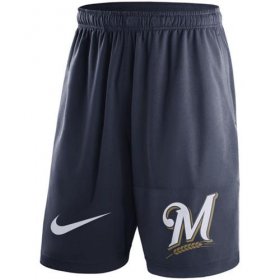 Wholesale Cheap Men\'s Milwaukee Brewers Nike Navy Dry Fly Shorts