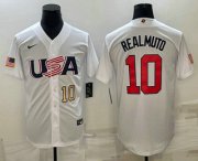 Cheap Men's USA Baseball #10 JT Realmuto Number 2023 White World Baseball Classic Stitched Jersey