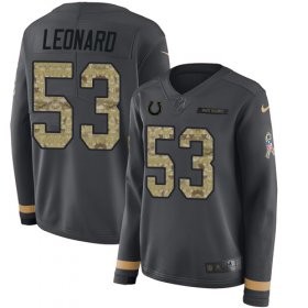 Wholesale Cheap Nike Colts #53 Darius Leonard Anthracite Salute to Service Women\'s Stitched NFL Limited Therma Long Sleeve Jersey