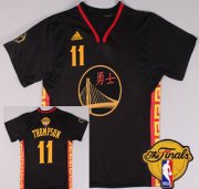 Wholesale Cheap Men's Golden State Warriors #11 Klay Thompson Chinese Black Fashion 2017 The NBA Finals Patch Jersey