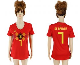 Wholesale Cheap Women\'s Belgium #7 De Bruyne Red Home Soccer Country Jersey