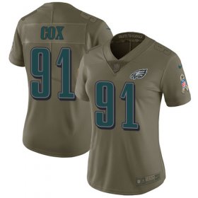 Wholesale Cheap Nike Eagles #91 Fletcher Cox Olive Women\'s Stitched NFL Limited 2017 Salute to Service Jersey