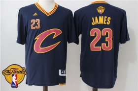 Wholesale Cheap Men\'s Cleveland Cavaliers LeBron James #23 2016 The NBA Finals Patch New Navy Blue Short-Sleeved Jersey