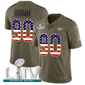 Wholesale Cheap Nike Chiefs #90 Emmanuel Ogbah Olive/USA Flag Super Bowl LIV 2020 Men\'s Stitched NFL Limited 2017 Salute To Service Jersey