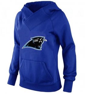 Wholesale Cheap Women\'s Carolina Panthers Logo Pullover Hoodie Blue-1