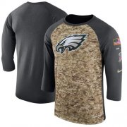 Wholesale Cheap Men's Philadelphia Eagles Nike Camo Anthracite Salute to Service Sideline Legend Performance Three-Quarter Sleeve T-Shirt