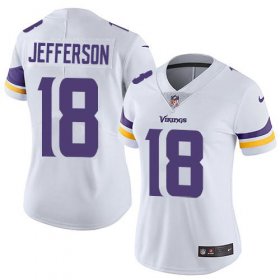 Wholesale Cheap Nike Vikings #18 Justin Jefferson White Women\'s Stitched NFL Vapor Untouchable Limited Jersey