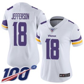 Wholesale Cheap Nike Vikings #18 Justin Jefferson White Women\'s Stitched NFL 100th Season Vapor Untouchable Limited Jersey