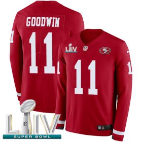 Wholesale Cheap Nike 49ers #11 Marquise Goodwin Red Super Bowl LIV 2020 Team Color Men\'s Stitched NFL Limited Therma Long Sleeve Jersey