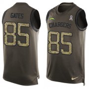 Wholesale Cheap Nike Chargers #85 Antonio Gates Green Men's Stitched NFL Limited Salute To Service Tank Top Jersey