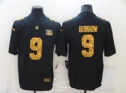Cheap Men's Cincinnati Bengals #9 Joe Burrow 2020 Black Leopard Print Fashion Limited Stitched Jersey