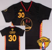 Wholesale Cheap Men's Golden State Warriors #30 Stephen Curry Chinese Black Fashion 2017 The NBA Finals Patch Jersey