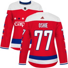 Wholesale Cheap Adidas Capitals #77 T.J. Oshie Red Alternate Authentic Women\'s Stitched NHL Jersey