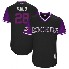Wholesale Cheap Rockies #28 Nolan Arenado Black \"Nado\" Players Weekend Authentic Stitched MLB Jersey