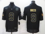 Wholesale Cheap Men's New Orleans Saints #9 Drew Brees Black 2020 Salute To Service Stitched NFL Nike Limited Jersey