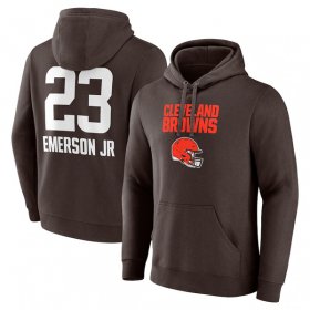 Cheap Men\'s Cleveland Browns #23 Martin Emerson Jr. Brown Team Wordmark Player Name & Number Pullover Hoodie
