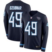 Wholesale Cheap Nike Titans #49 Nick Dzubnar Navy Blue Team Color Men's Stitched NFL Limited Therma Long Sleeve Jersey