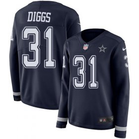 Wholesale Cheap Nike Cowboys #31 Trevon Diggs Navy Blue Team Color Women\'s Stitched NFL Limited Therma Long Sleeve Jersey