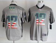 Wholesale Cheap Nike Seahawks #12 Fan Grey Men's Stitched NFL Elite USA Flag Fashion Jersey