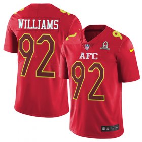 Wholesale Cheap Nike Jets #92 Leonard Williams Red Men\'s Stitched NFL Limited AFC 2017 Pro Bowl Jersey
