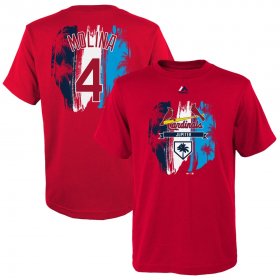 Wholesale Cheap St. Louis Cardinals #4 Yadier Molina Majestic Youth 2019 Spring Training Name & Number V-Neck T-Shirt Red
