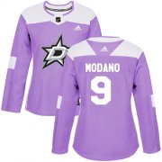 Wholesale Cheap Adidas Stars #9 Mike Modano Purple Authentic Fights Cancer Women's Stitched NHL Jersey