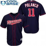 Wholesale Cheap Twins #11 Jorge Polanco Navy Blue Cool Base Stitched MLB Jersey