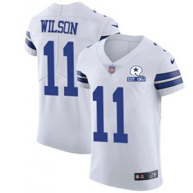 Wholesale Cheap Nike Cowboys #11 Cedrick Wilson White Men\'s Stitched With Established In 1960 Patch NFL New Elite Jersey