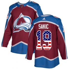 Wholesale Cheap Adidas Avalanche #19 Joe Sakic Burgundy Home Authentic USA Flag Stitched Youth NHL Jersey