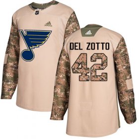 Wholesale Cheap Adidas Blues #42 Michael Del Zotto Camo Authentic 2017 Veterans Day Stitched NHL Jersey