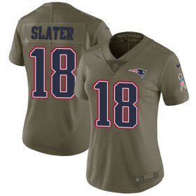 Wholesale Cheap Nike Patriots #18 Matt Slater Olive Women\'s Stitched NFL Limited 2017 Salute to Service Jersey