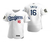Wholesale Cheap Men's Los Angeles Dodgers #16 Will Smith White 2020 World Series Authentic Flex Nike Jersey