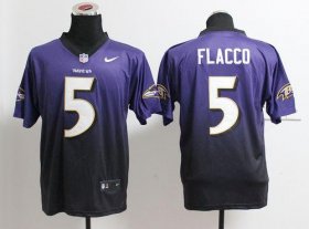 Wholesale Cheap Nike Ravens #5 Joe Flacco Purple/Black Men\'s Stitched NFL Elite Fadeaway Fashion Jersey