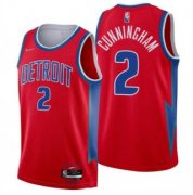 Wholesale Cheap Men's Detroit Pistons #2 Cade Cunningham 75th Anniversary Red Stitched Basketball Jersey