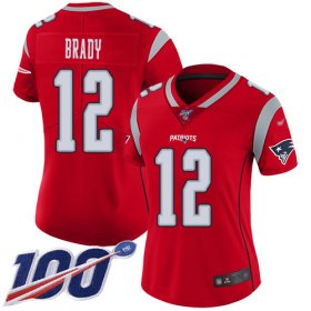 Wholesale Cheap Nike Patriots #12 Tom Brady Red Women\'s Stitched NFL Limited Inverted Legend 100th Season Jersey