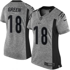 Wholesale Cheap Nike Bengals #18 A.J. Green Gray Women\'s Stitched NFL Limited Gridiron Gray Jersey