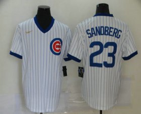 Wholesale Cheap Men\'s Chicago Cubs #23 Ryne Sandberg White Pullover Cooperstown Collection Stitched MLB Nike Jersey