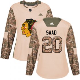 Wholesale Cheap Adidas Blackhawks #20 Brandon Saad Camo Authentic 2017 Veterans Day Women\'s Stitched NHL Jersey