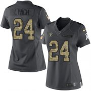 Wholesale Cheap Nike Raiders #24 Marshawn Lynch Black Women's Stitched NFL Limited 2016 Salute to Service Jersey
