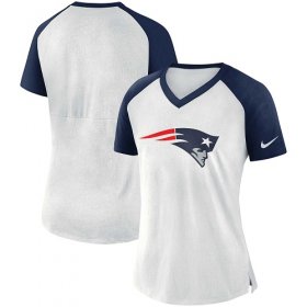 Wholesale Cheap Women\'s New England Patriots Nike White-Navy Top V-Neck T-Shirt