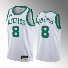 Wholesale Cheap Men\'s Boston Celtics #8 Kristaps Porzingis White 2023 Draft Association Edition Stitched Basketball Jersey