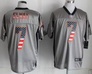 Wholesale Cheap Nike Broncos #7 John Elway Grey Men's Stitched NFL Elite USA Flag Fashion Jersey