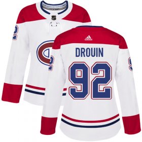 Wholesale Cheap Adidas Canadiens #92 Jonathan Drouin White Road Authentic Women\'s Stitched NHL Jersey