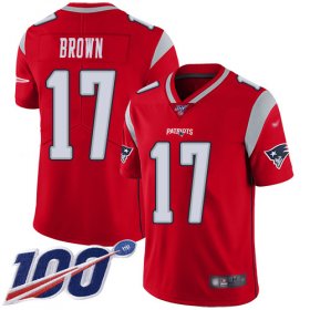 Wholesale Cheap Nike Patriots #17 Antonio Brown Red Men\'s Stitched NFL Limited Inverted Legend 100th Season Jersey