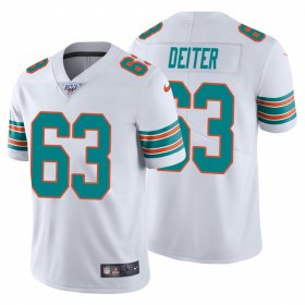 Wholesale Cheap Nike Dolphins #63 Michael Deiter White Alternate Men\'s Stitched NFL 100th Season Vapor Untouchable Limited Jersey
