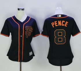 Wholesale Cheap Giants #8 Hunter Pence Black Alternate Women\'s Stitched MLB Jersey