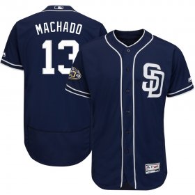 Wholesale Cheap San Diego Padres #13 Manny Machado Majestic Flex Base Authentic Stitched MLB Jersey Navy